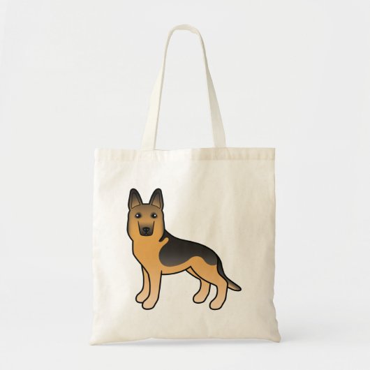 Black and Tan German Shepherd Dog Illustration Tote Bag (Voorkant)