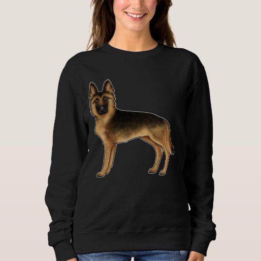 Black and Tan German Shepherd Dog Illustration Trui (Voorkant)