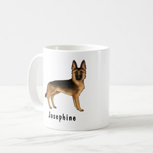 Black and Tan German Shepherd Dog met aangepaste n Koffiemok (Voorkant links)