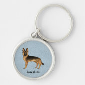 Black and Tan German Shepherd Dog met aangepaste n Sleutelhanger (Voorkant)