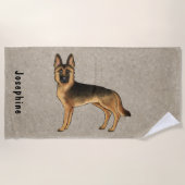 Black and Tan German Shepherd Dog met aangepaste n Strandlaken (Voorkant)