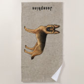 Black and Tan German Shepherd Dog met aangepaste n Strandlaken (Voorkant)