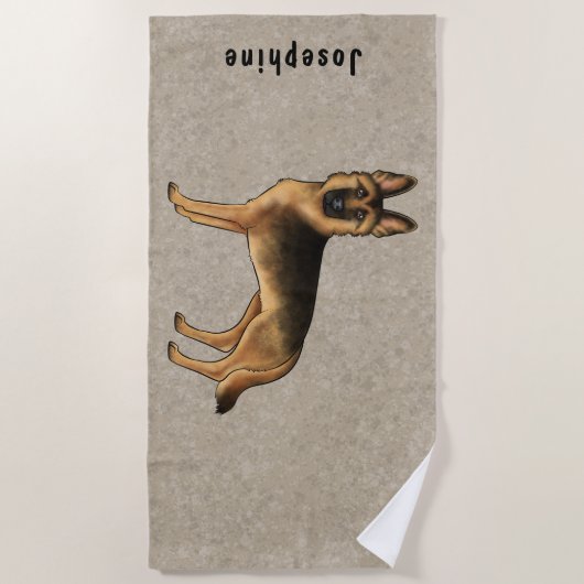 Black and Tan German Shepherd Dog met aangepaste n Strandlaken (Voorkant)