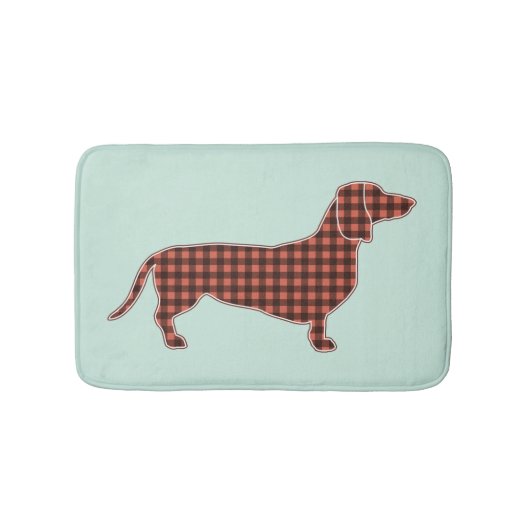 Black and Tan Gingham Dachshund Mint Green Badmat (Voorkant)