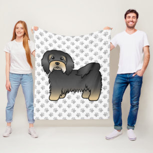 Black and Tan Havanese Cute Cartoon Dog Fleece Deken