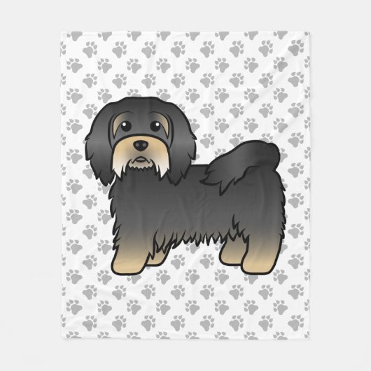 Black and Tan Havanese Cute Cartoon Dog Fleece Deken (Voorkant)