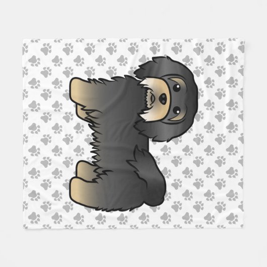 Black and Tan Havanese Cute Cartoon Dog Fleece Deken (Voorkant (Horizontaal))