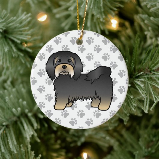 Black and Tan Havanese Cute Cartoon Dog Keramisch Ornament (Boom)