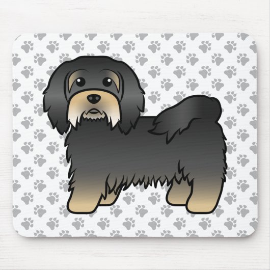 Black and Tan Havanese Cute Cartoon Dog Muismat (Voorkant)
