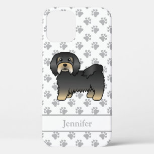 Black and Tan Havanese Cute Cartoon Dog & Name Case-Mate iPhone Case