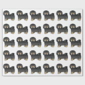 Black and Tan Havanese Cute Cartoon Dog Pattern Cadeaupapier (Vlak)