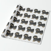Black and Tan Havanese Cute Cartoon Dog Pattern Cadeaupapier (Uitgerold)