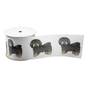 Black and Tan Havanese Cute Cartoon Dog Satijnen Lint