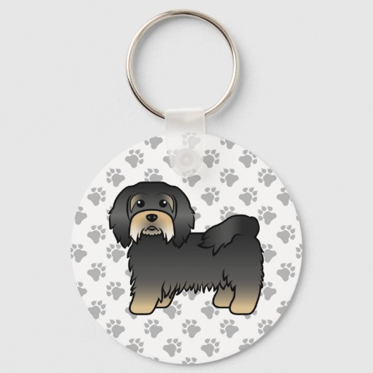Black and Tan Havanese Cute Cartoon Dog Sleutelhanger (Voorkant)