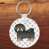 Black and Tan Havanese Cute Cartoon Dog Sleutelhanger (Voorkant)