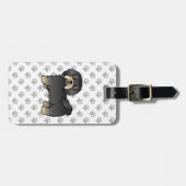 Black and Tan Havanese Cute Cartoon Dog & Text Bagagelabel (Voorkant horizontaal)