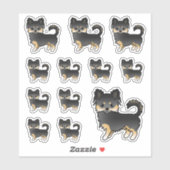 Black and Tan Long Coat Chihuahua Cartoon Dogs Sticker (Vel)
