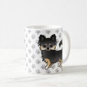 Black and Tan Long Coat Chihuahua Cute Dog & Paws Koffiemok (Voorkant rechts)