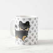 Black and Tan Long Coat Chihuahua Cute Dog & Paws Koffiemok (Voorkant links)