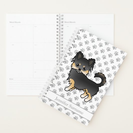 Black and Tan Long Coat Chihuahua Dog & Text Planner (Display)