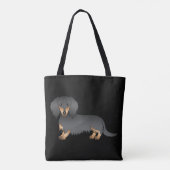 Black and Tan Long Hair Dachshund Cartoon Dog Tote Bag (Achterkant)