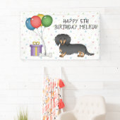 Black and Tan Long Hair Dachshund Happy Birthday Spandoek (Insitu)