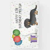 Black and Tan Long Hair Dachshund Happy Birthday Spandoek (Verticaal)