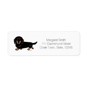 Black and Tan Long Haire Dachshund 1 Etiket