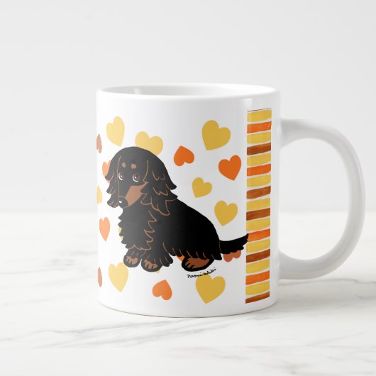 Black and Tan Long Haire Dachshund 3 Grote Koffiekop (Rechts)