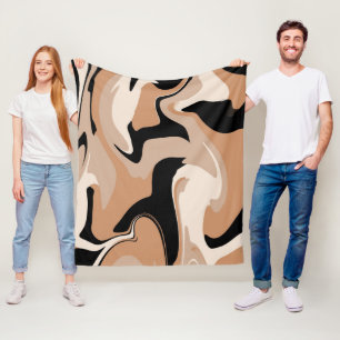 Black and Tan Marble Pattern Fleece Deken