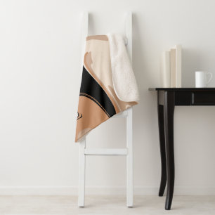 Black and Tan Marble Pattern Sherpa Deken