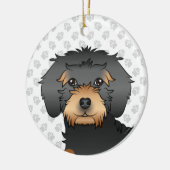 Black and Tan Mini Goldendole Cartoon Dog Head Keramisch Ornament (Links)