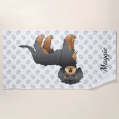 Black and Tan Mini Goldendoodle Dog & Name Strandlaken (Voorkant)