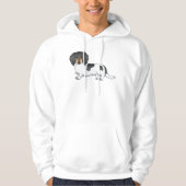 Black and Tan Piebald Long Hair Dachshund Dog Hoodie (Voorkant)