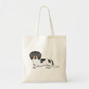 Black and Tan Piebald Long Hair Dachshund Dog Tote Bag
