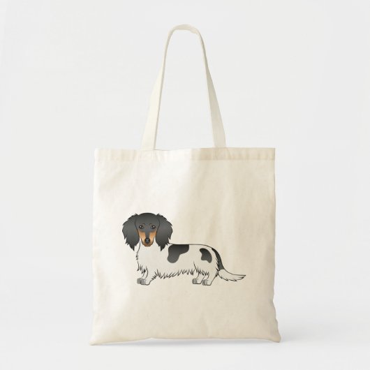 Black and Tan Piebald Long Hair Dachshund Dog Tote Bag (Voorkant)