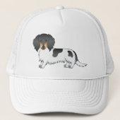Black and Tan Piebald Long Hair Dachshund Dog Trucker Pet (Voorkant)