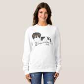 Black and Tan Piebald Long Hair Dachshund Dog Trui (Voorkant volledig)