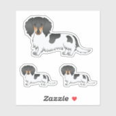 Black and Tan Piebald Long Hair Dachshund Dogs Sticker (Vel)