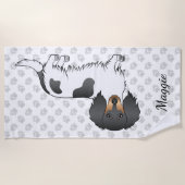 Black and Tan Piebald Long Hair Dachshund & Name Strandlaken (Voorkant)