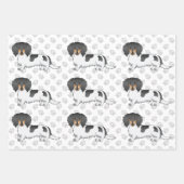Black and Tan Piebald Long Hair Dachshund & Paws Inpakpapier Vel (Voorkant)