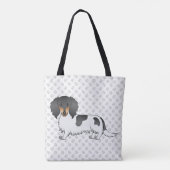 Black and Tan Piebald Long Hair Dachshund & Paws Tote Bag (Achterkant)