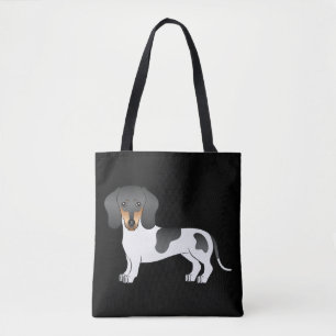 Black and Tan Piebald Short Hair Dachshund - Black Tote Bag