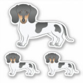 Black and Tan Piebald Short Hair Dachshund Dog Sticker (Voorkant)