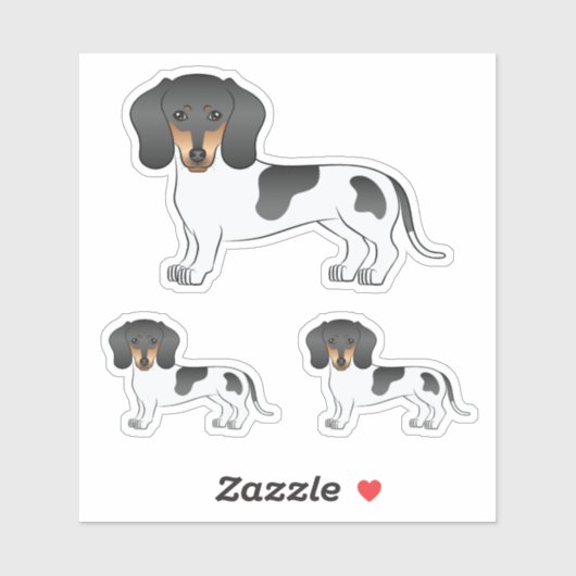 Black and Tan Piebald Short Hair Dachshund Dog Sticker (Vel)