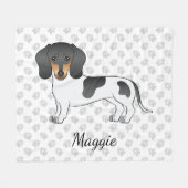 Black and Tan Piebald Short Hair Dachshund & Name Fleece Deken (Voorkant (Horizontaal))