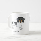 Black and Tan Piebald Short Hair Dachshund & Name Koffiemok (Voorkant links)