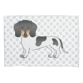 Black and Tan Piebald Short Hair Dachshund & Paws Kussensloop (Voorkant-Links)