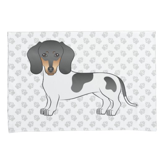 Black and Tan Piebald Short Hair Dachshund & Paws Kussensloop (Voorkant-Rechts)