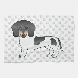 Black and Tan Piebald Short Hair Dachshund & Paws Theedoek